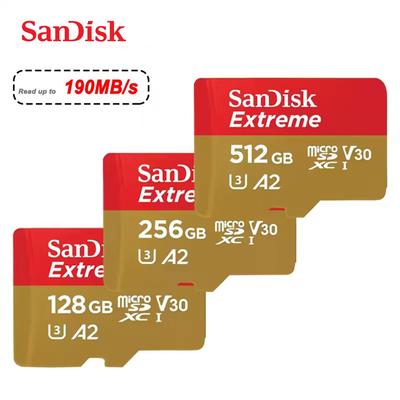 SanDisk Карта памяти Extreme Micro SD 128 ГБ 256 ГБ microSD TF карты памяти U3 4K V30 A2 Class 10 UHS-1 флэш-карта 32 ГБ 64 ГБ 512 ГБ для камеры телефона GoPro