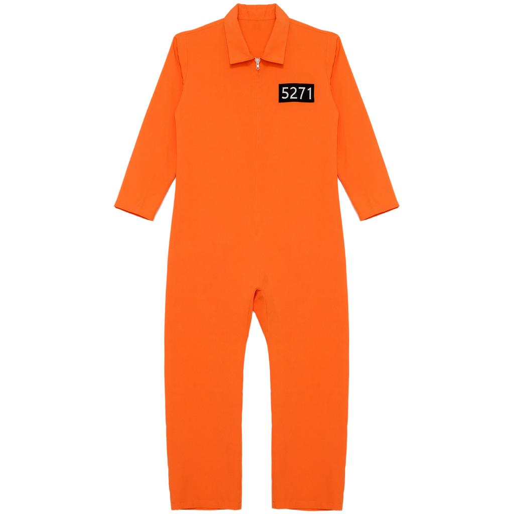 Мальчики Девочки Костюм Косплей Заключенного Хэллоуин Оранжевый Комбинезон Заключенного Цельный Костюм Комбинезон Тюремная Униформа