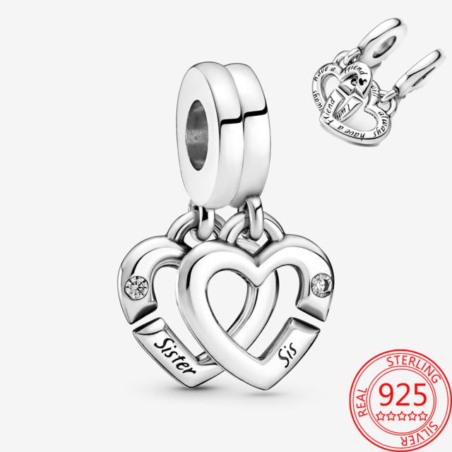 Великолепный 925 пробы стерлингового серебра шарм подходит модный браслет разделяемый Инь и Ян сверкающий шарм аксессуар Diy женщина ювелирные изделия подарок