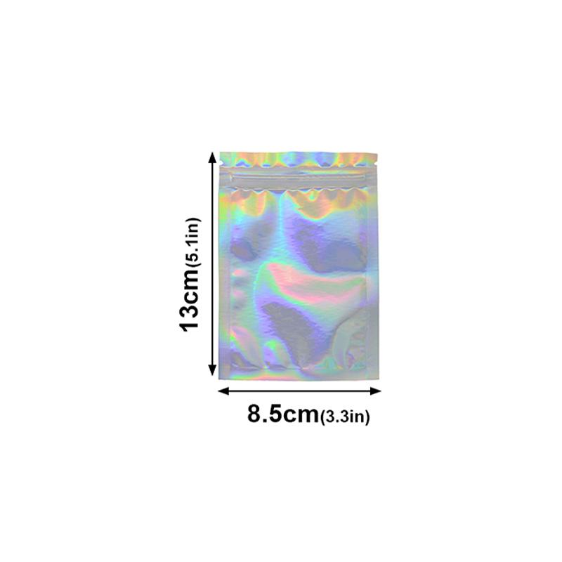 100pcs Resealable Laser Bags For Necklace Food Storage Bags Pouch Bag Necklace Jewelry Gift Packaging Kitchen Storage Bag