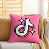 TTiktok LOGO COOL Cushion Cover Silky Short Plush Invisible Zipper Dustproof Sofa Pillow Case For Home Decor