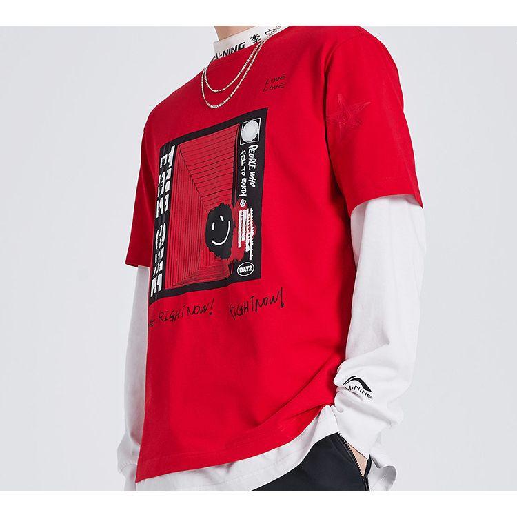 Li-Ning Футболка унисекс с короткими рукавами CF Earth Seven Days Bull-Red AHSQ374-4