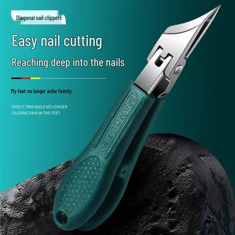 High-Grade Anti-Splash Angled Nail Clippers Set - Large Opening, Three-Piece for Grooved Nails