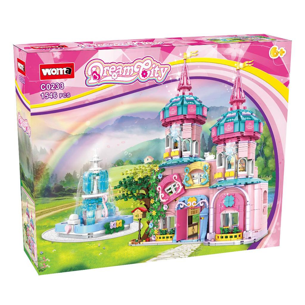 Woma Toys C0233 Plastic ABS Building Block Brick Set Pink Princess Castle Toy for Girl