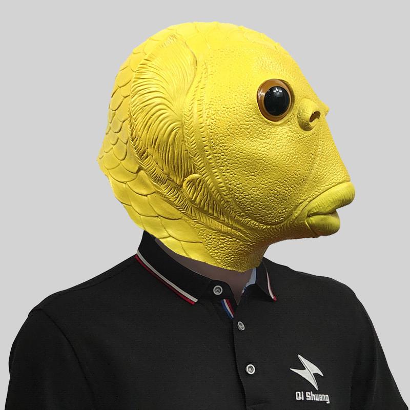 Очаровательная маска головы зеленого монстра-рыбы для веселых костюмированных вечеринок и празднования Хэллоуина