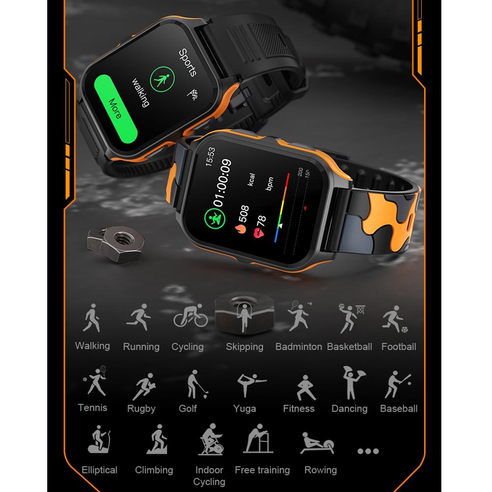 YurKem уличные военные умные часы для мужчин Bluetooth вызов кислорода в крови мониторинг артериального давления умные часы IP68 водонепроницаемые спортивные фитнес-часы