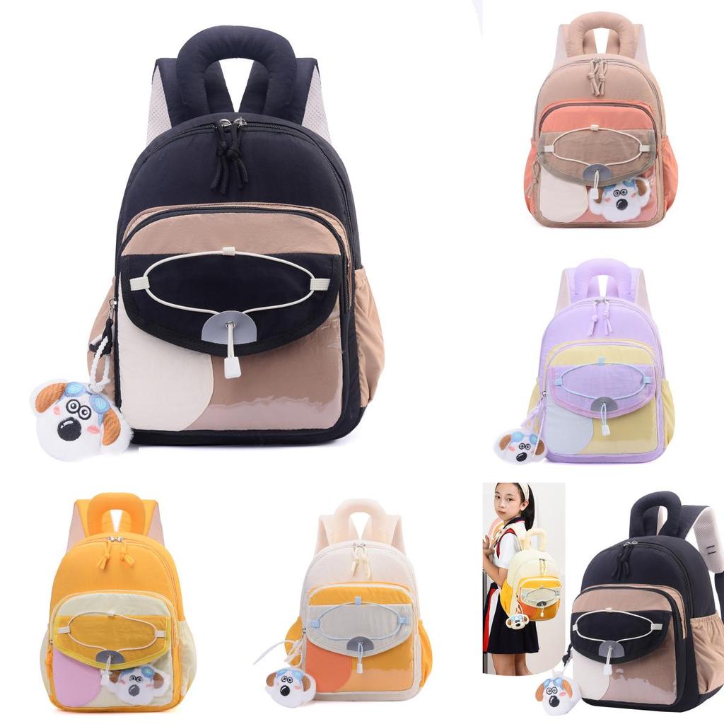 Kids Dualcolor Cartoon School Bag With Soft Polyester Lining For Outdoor Travel