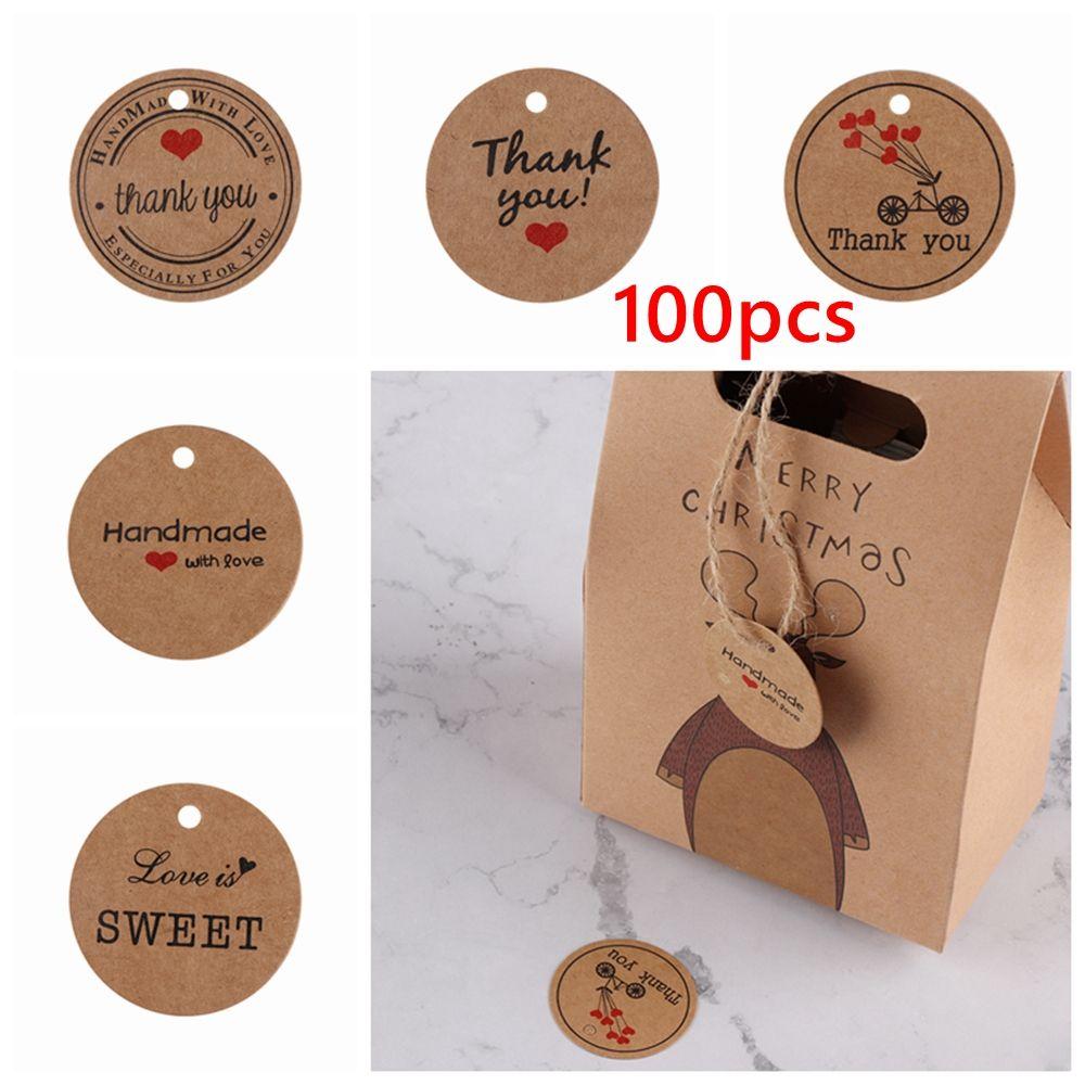100PCS Hanging Kraft paper Package Price Label Tag Cards Gift Tags Red Heart