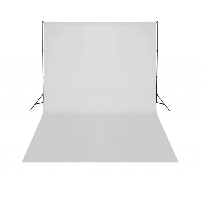 VidaXL Support de fond télescopique et toile de fond blanc 3x5 m