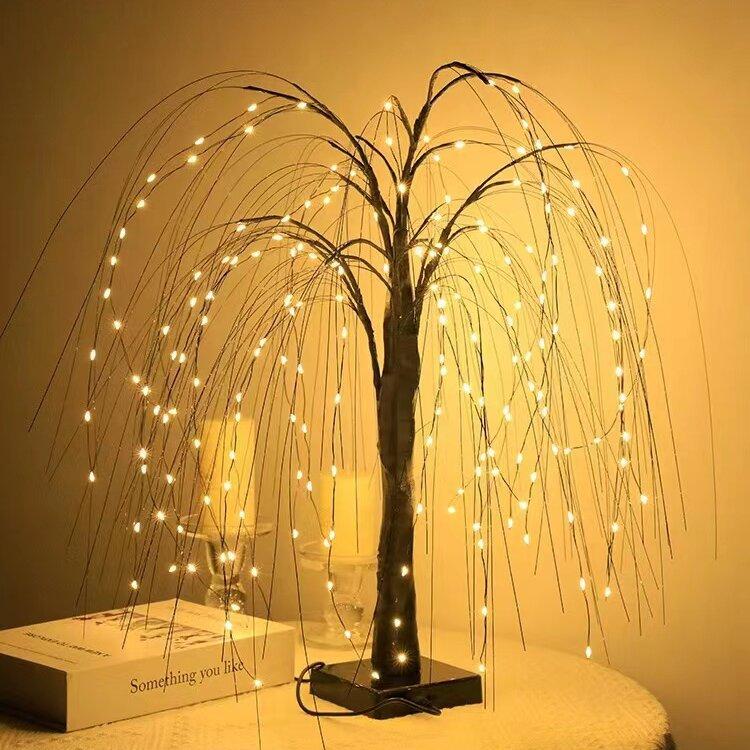 Праздничное украшение, ива, красочный свет, светодиодная лампа ивы, белая, черная ветка с красочным светом ветки