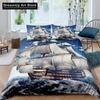 Pirate Duvet Cover Set Queen Sailboat Nautical Ocean Bed Set Quilt Cover Twin Single Full Queen King Size Boys Adult