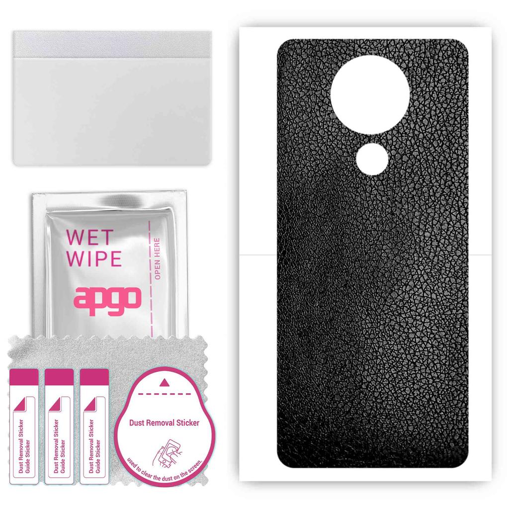 apgo Protective Skin Sticker for the Back Compatible with Blackview A80, Wrap Film, Foil, Vinyl - Pattern Black Leather