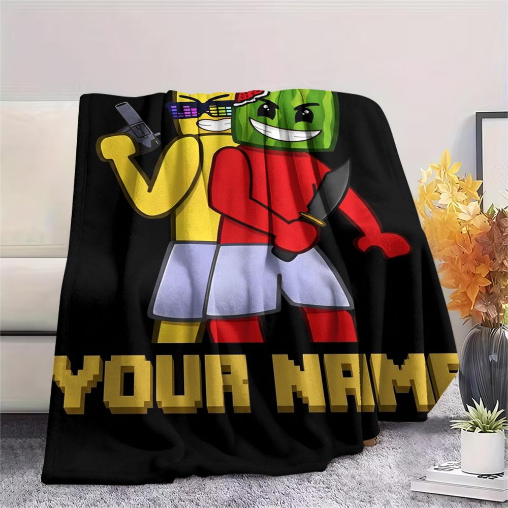 1PC Custom Name Sunny & Melon Patterned Flannel Blanket Suitable For All Seasons for Home Decor Warmth and Comfort Gifts Holiday Present_xia