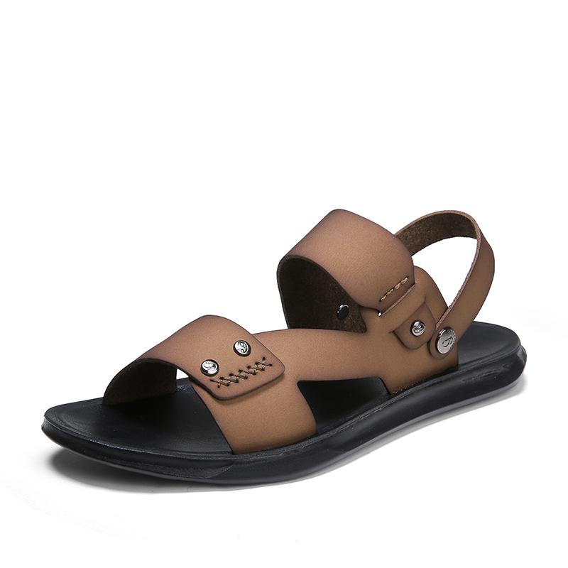 Модные мужские пляжные сандалии, новый дизайн, повседневная кожаная летняя обувь для отдыха на открытом воздухе, дышащие пляжные сандалии, модные мягкие удобные тапочки