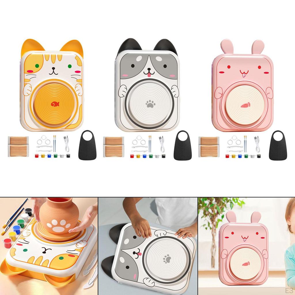 Детский гончарный круг DIY Clay Maker Modeling Painting Kit Sculpting Tools for Home