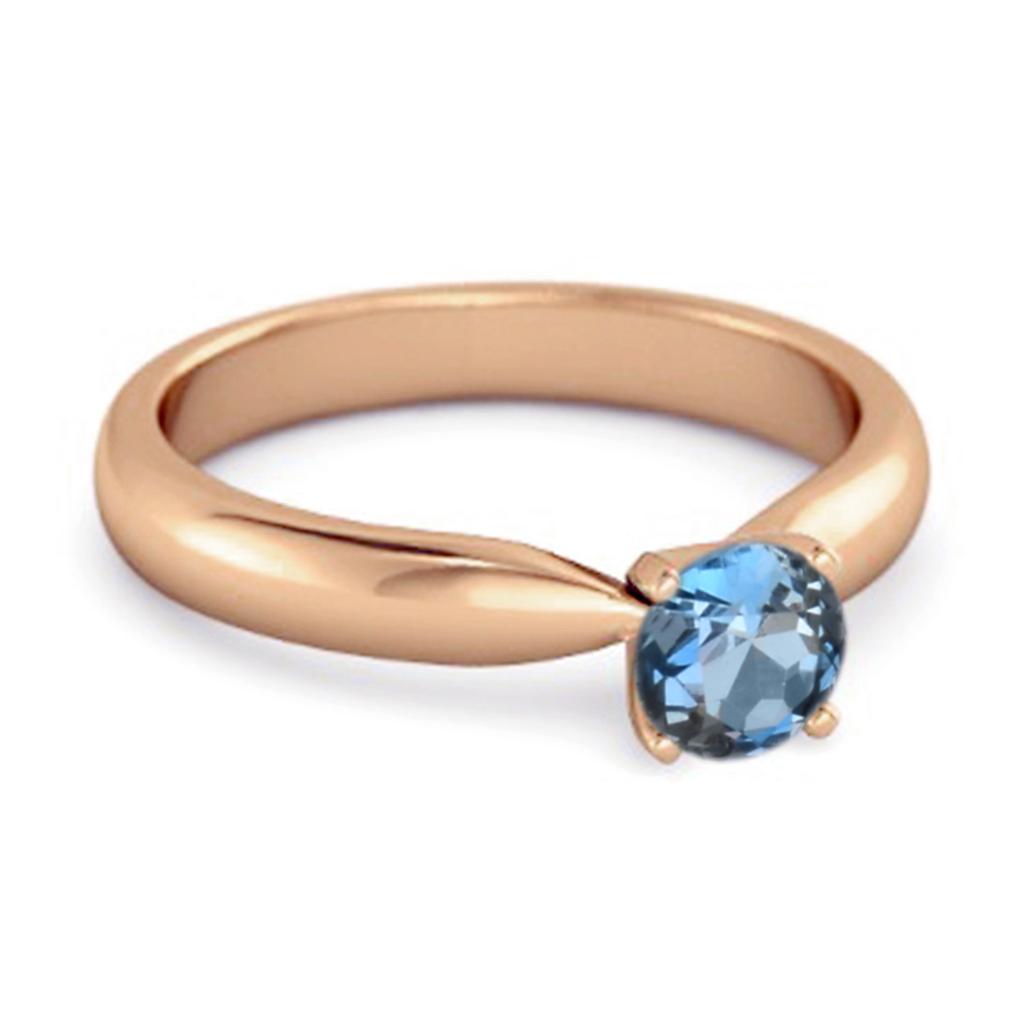 London Blue Topaz Classic Solitaire Ring - 925 Sterling Silver Rose Gold Vermeil