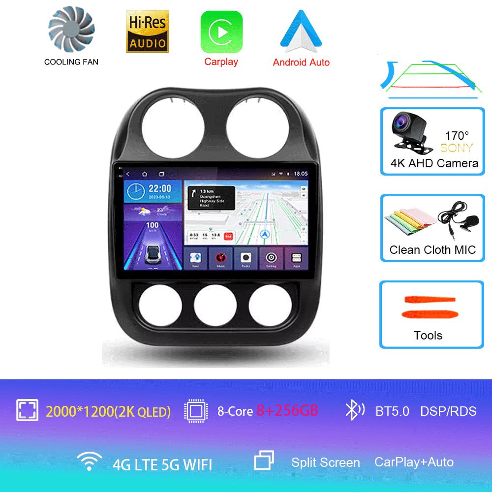 Автомобильное радио Android 14 для Jeep Compass Patriot 2010-2016 Мультимедийный проигрыватель Автомагнитола Стереоплеер GPS Навигация Carplay DSP