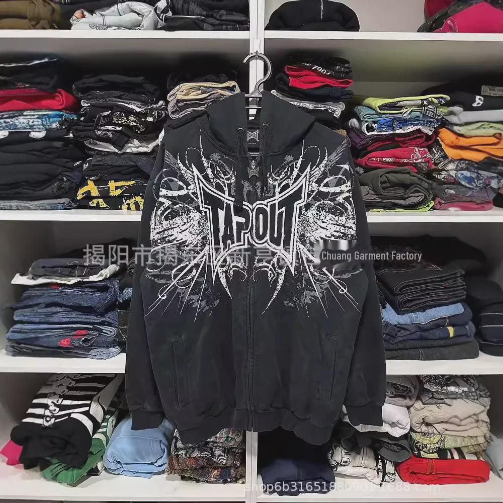 «Унисекс-кардиган с капюшоном на молнии со скелетом — принт в стиле «Американский ретро»»