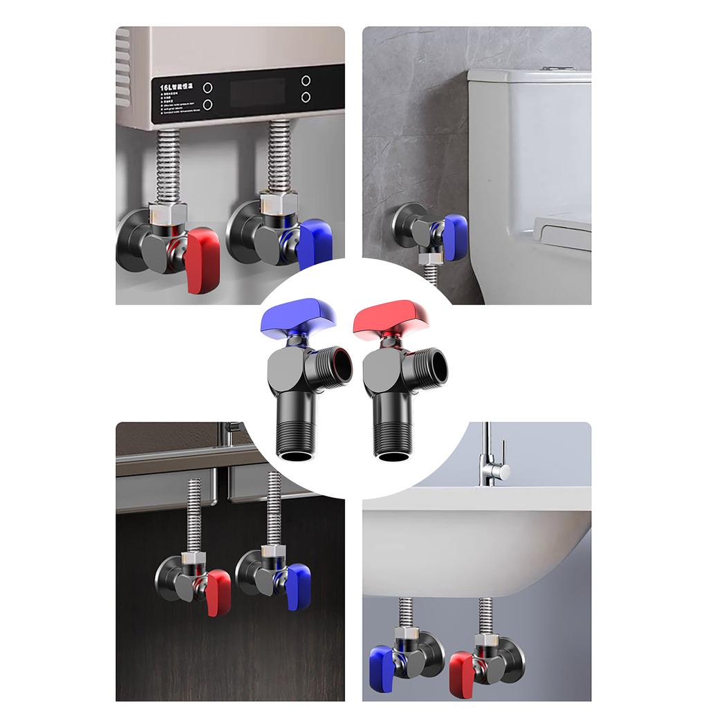 2pcs Water Heater Ball Valve 1/2inch Triangle Switches Simple Operate Triangle Valves for Residential Installation