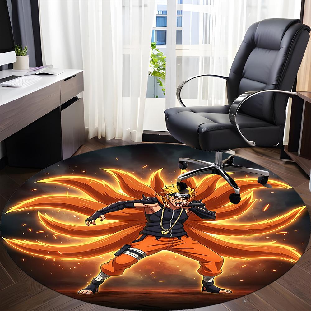 1pc Naruto Nine Tails Chair Carpet for Office - Indoor Non-Slip Washable Polyester Fiber Carpet, Soft Comfortable Mat For Office yy250928031