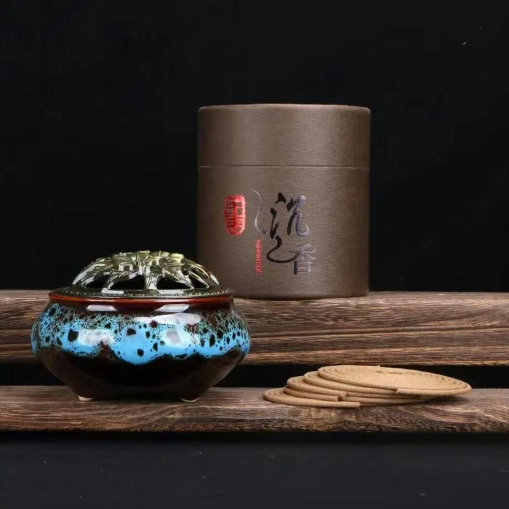 Natural Agarwood & Sandalwood 48-Coil Incense for Bedroom Air Purification with Mugwort in Home Use Paper Box