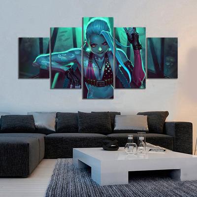League of Legends Jinx Game Modern 5 шт. модульная настенная живопись на холсте декоративные постеры живопись для гостиной домашний декор фотографии