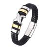 New Men Leather Bracelet Steel Button Charm Punk Style Design Birthday Gift Men Bracelet