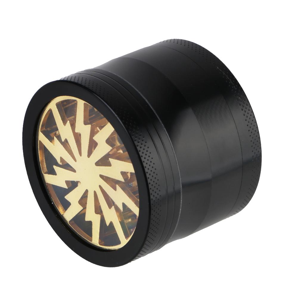 Manual Grinder Latest Lightning-Shaped Spice Cutter Transparent Aluminum Alloy 63MM 4-layer