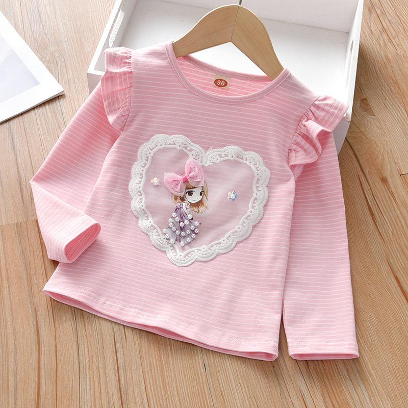 Милая детская футболка, рубашка с длинными рукавами для девочек, рубашка принцессы с верхом и низом, футболка с героями мультфильмов, детская одежда