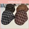 Vintage Plaid Flat Cap Breathable Polyester Beret For Casual And Office Wear