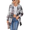 Autumn Women's Plaid Jacket Hooded Casual Loose Jacket