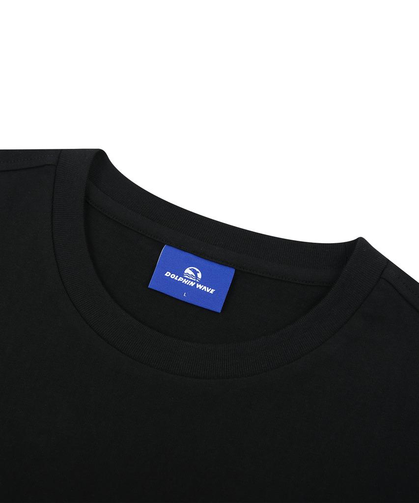 DOLPHIN WAVE APPAREL [2Pack] Dolphin Mini Chain Embroidery 16-Count Short Sleeve T-Shirt Black & Black 2-Pack