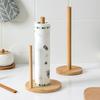 Modern Wooden Kitchen Roll Paper Towel Holder Vertical Bathroom Tissue Stand Base Disposable Paper Pot Organizer For Kitchen