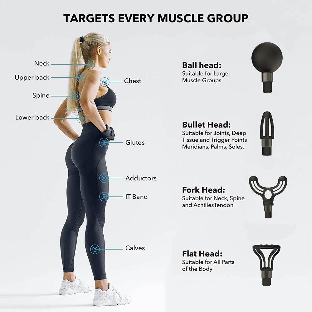 Новый портативный 12-скоростной электрический мини-массажный пистолет с ЖК-дисплеем, высокочастотный пистолет для фасции, массажер для глубоких тканей, расслабляющий массаж тела для похудения