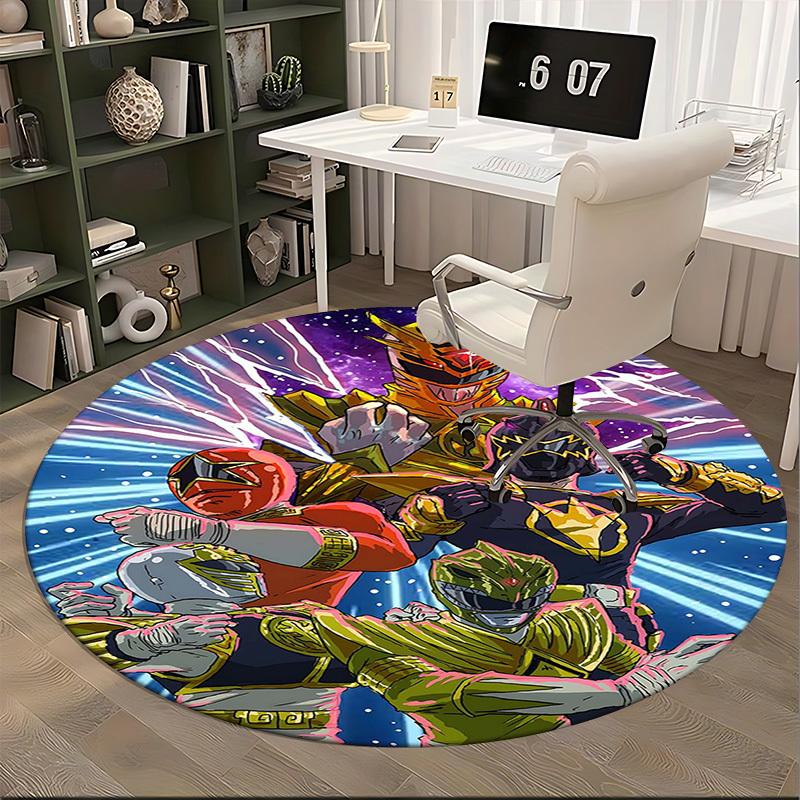 1 шт. Круглый ковер Power Rangers - Коврик для офисного кресла с дизайном из аниме, Нескользящий ковер для домашнего декора, Гостиной, Спальни