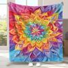Rainbow Mandala Fleece Blanket Vibrant Colorful Flower Pattern Soft Warm Throw Blankets for Bed Sofa Living Room Home Decor