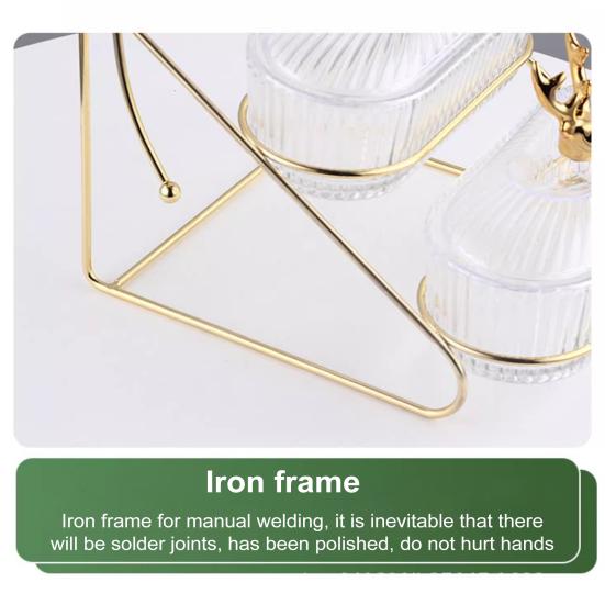 3-Tier Dried Fruit Display Tray with Nut Stand Stylish Elk Lid Sturdy Plastic Iron Frame