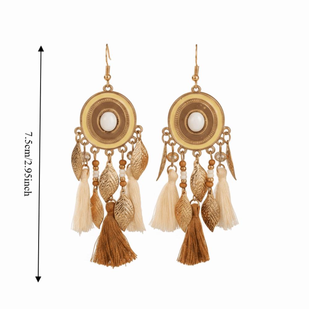 Zinc Zinc Alloy Tassel Earrings Beads Ethnic Earrings Beach Style Vintage Earrings Summer