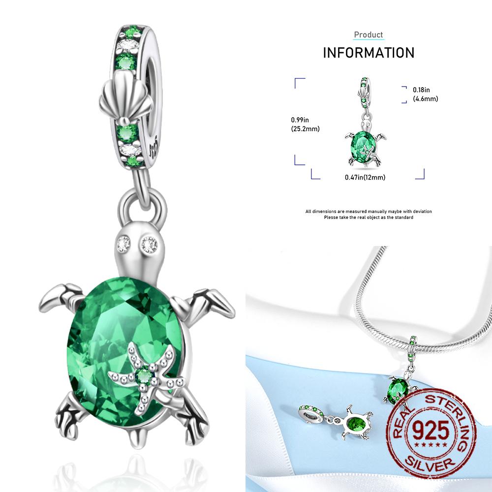 Медные шармы-подвески в виде морской черепахи с камнями-талисманами по месяцам рождения, подходят для оригинального браслета для женщин, ювелирные изделия