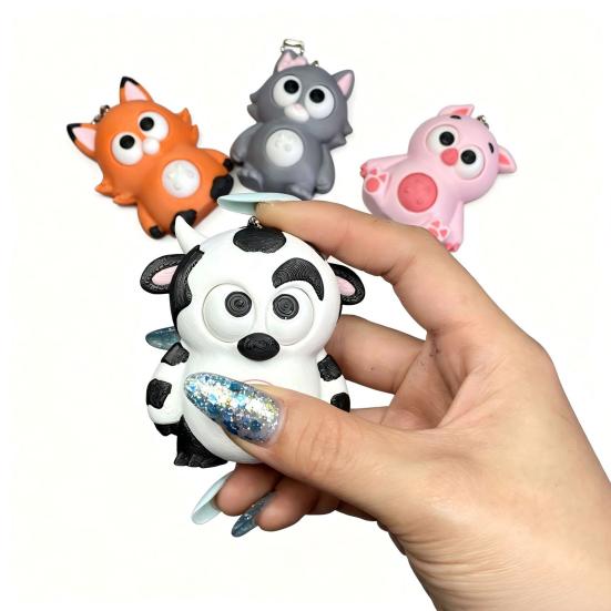 3D Printed Animals Fidget Clicker Keychain, Anxiety Stress Relief Sensory Toy, Cartoon Animal Charm for Backpack, Keys, Bags