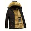 Men's Winter Warm Hooded Jacket With Detachable Hood - Thick Fleece Lining, Windproof Outdoor Activity Jacket