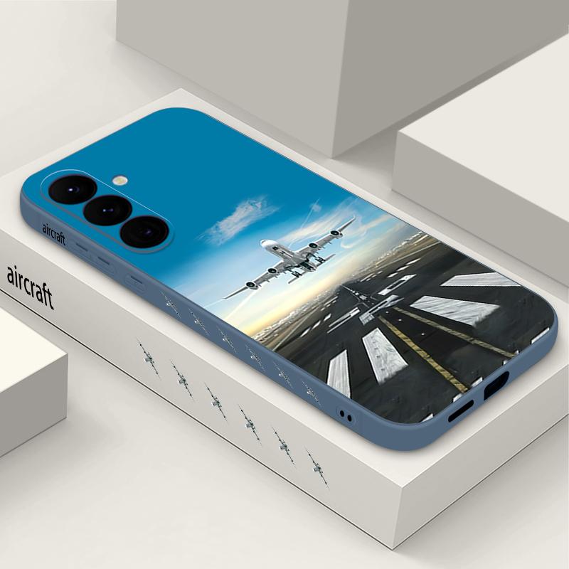 Airplane Collage Pattern Case For Samsung Galaxy S25 S24 Ultra S23 S22 Plus S21 FE A15 A16 A17 A26 A35 A36 A54 A55 A56 5G Lanyard Case Cover Funda