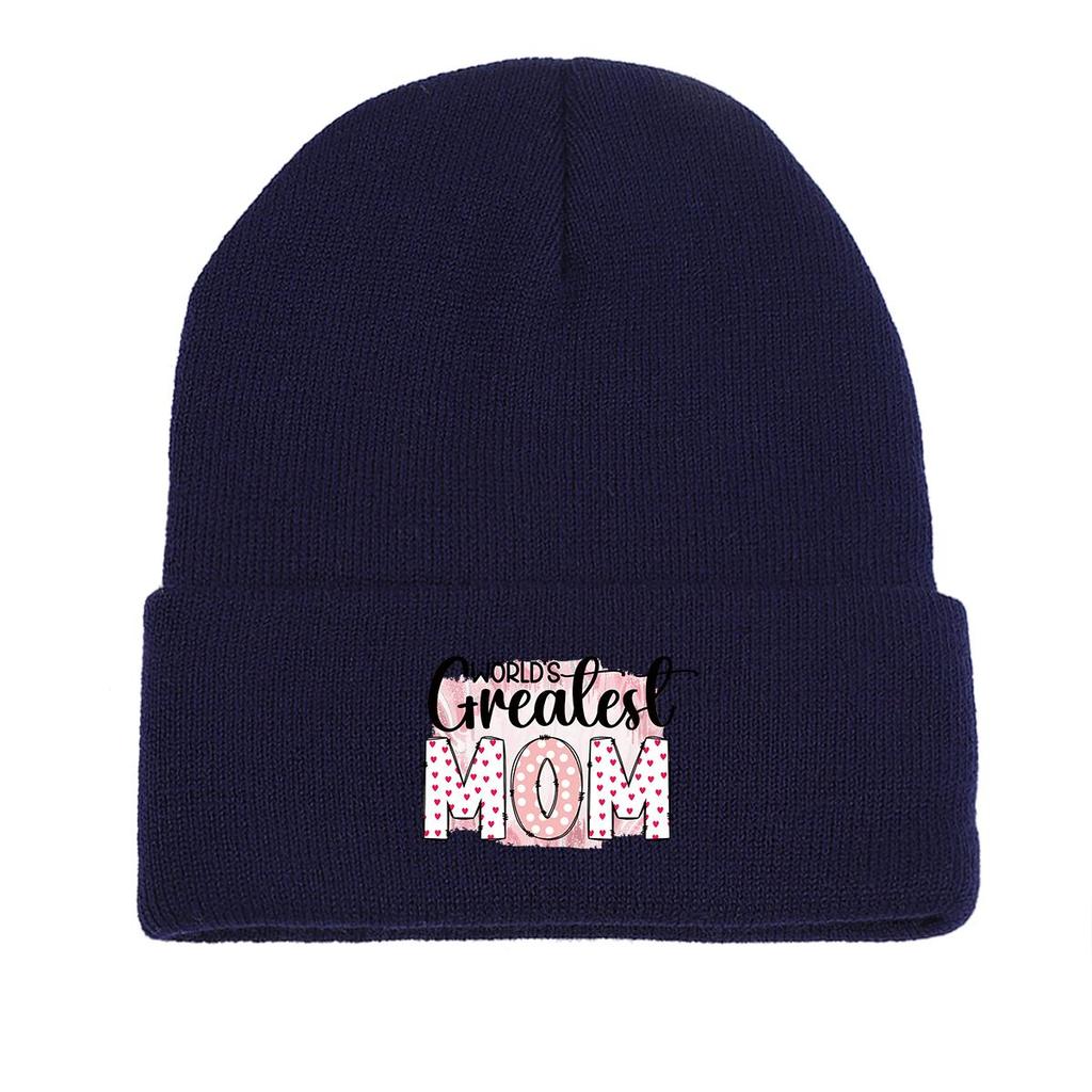 Greatest MOM" Warm Knitted Hat Beanie, Mother Man Cap Cancer Chemo Cuff Trendy Headwear Knit Cap Beanie