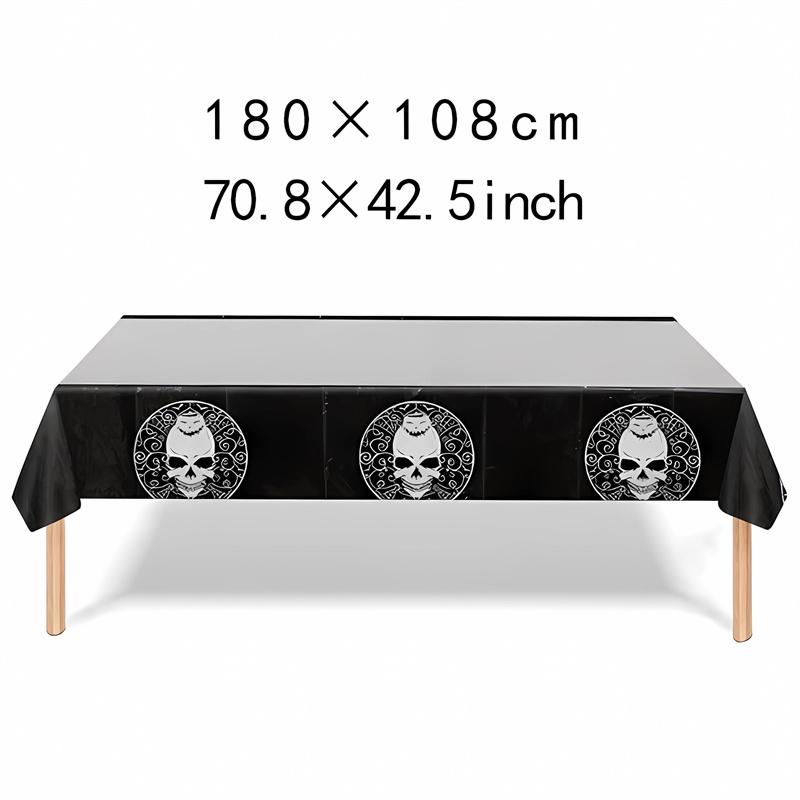 Halloween Fright Night Tablecloth: Pumpkin Ghost Castle Design, Disposable PE Material