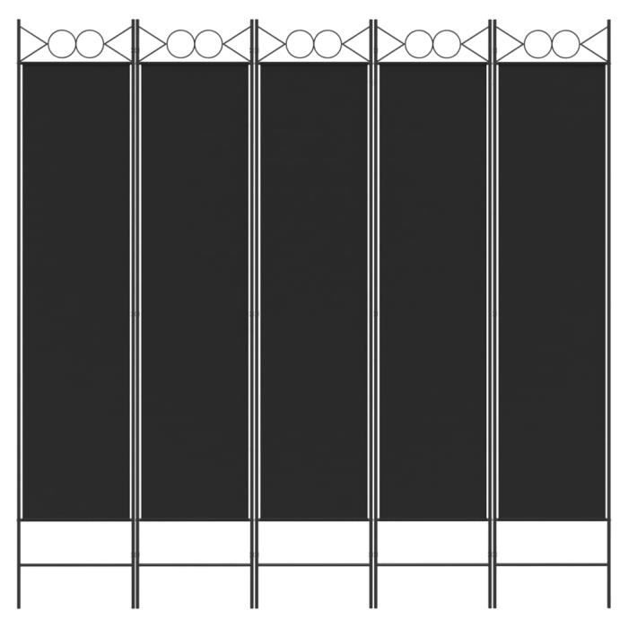 350157 vidaXL Cloison de séparation 5 panneaux Noir 200x200 cm Tissu