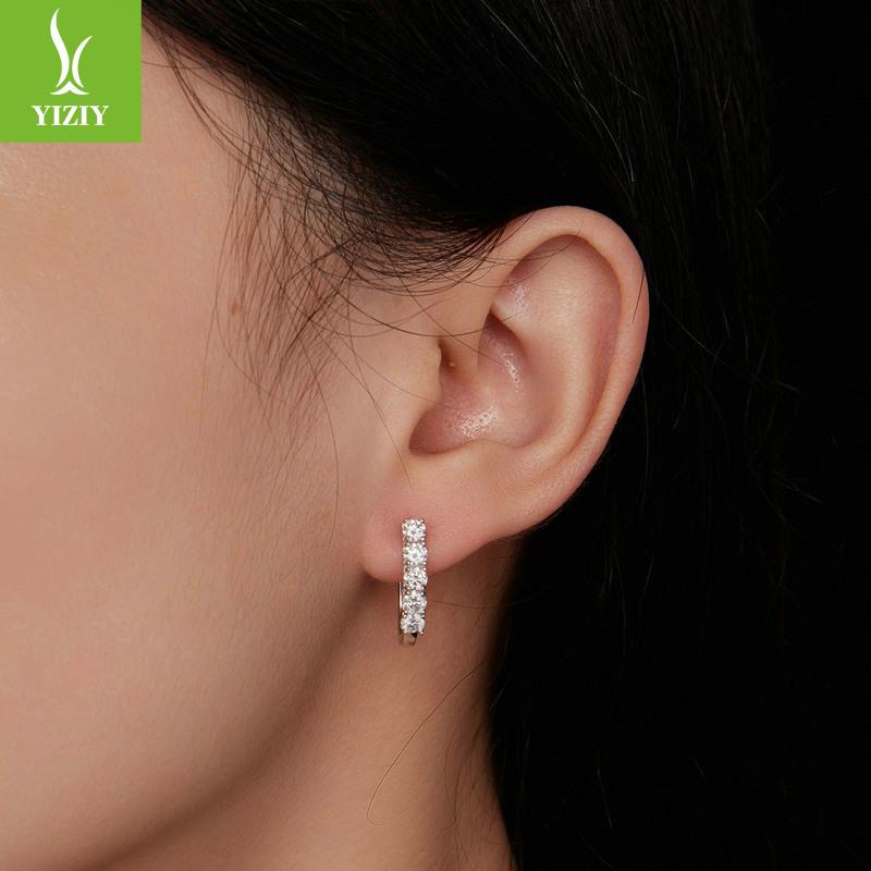 U-Shaped Moissanite Pattern Ear Buckle Women'S, Fashionable Commuter S925 Silver 10-Point Mozzarella Diamond Earrings