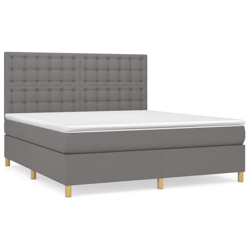 Vidaxl Континентальная кровать с матрасом, темно-серая ткань 160x200 см