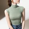 Turtleneck Bottoming Shirt Women's New Women's Clothing Solid Color Elastic Shirt Temperament Sleeveless Vest Top