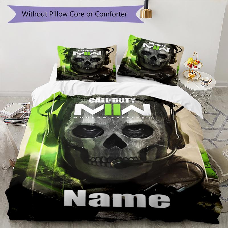3pcs Custom Name Call of Duty Bedding Set Duvet Cover Closure Includes 1 Duvet Cover & 2 Pillowcases, Soft and Comfortable for All Seasons.
