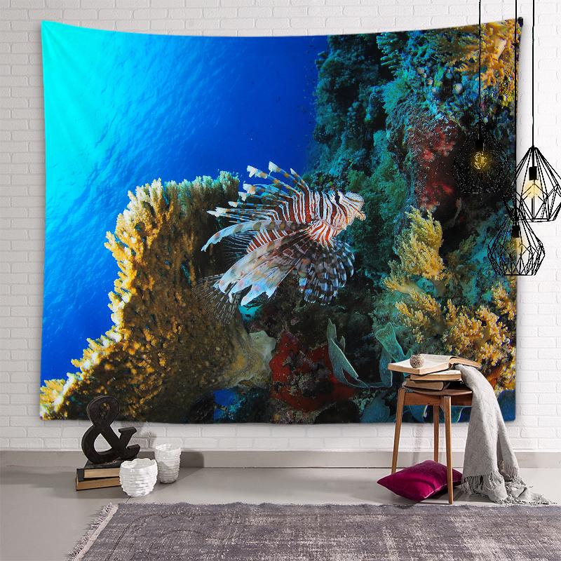 Underwater World Tapestry Sea Life Wall Art Aesthetics Decoration Wall Hanging Bedroom Dormitory Room Aesthetics Home Decoration